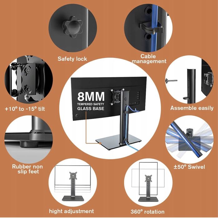 Stojak uchwyt do monitora wolnostojący solidny 13-32 cale