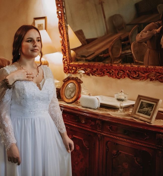 Suknia ślubna sukienka suknie slubne tiul A dekolt v