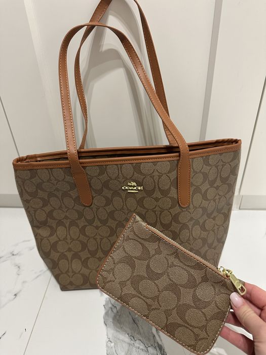 Torba shopper brazowa monogram coach