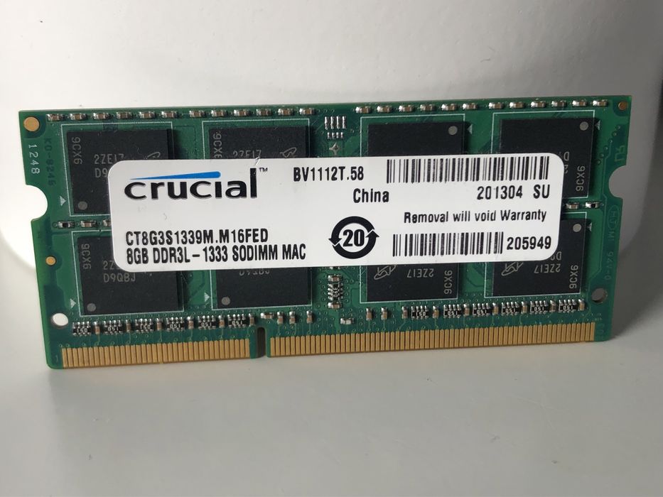 Kość pamięci 8GB DDR3L SODIMM MAC i PC do laptopa/notebooka (PC-10600)