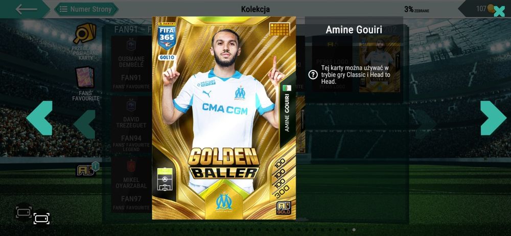 Dwie karty Golden Baller GOL10 i GOL11 Panini Fifa 365 Adrenalyn XL 2026