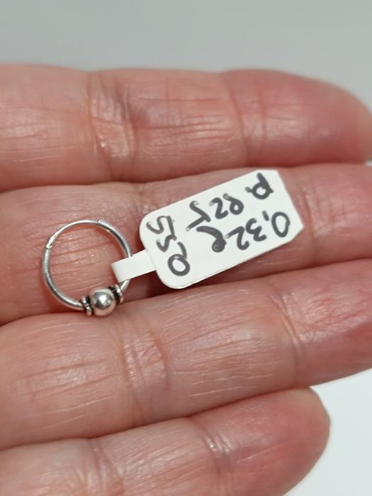 Srebrny kolczyk kółko z kuleczką, srebro próby 925