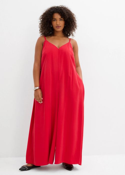 B.P.C kombinezon czerwony z szerokimi prostymi nogawkami ^48