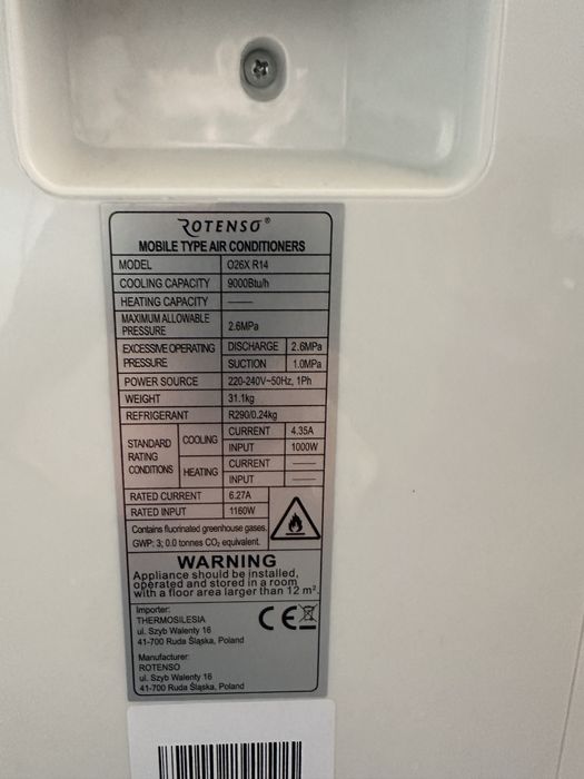 Przenośny klimatyzator Rotenso Orta o26x WIFI