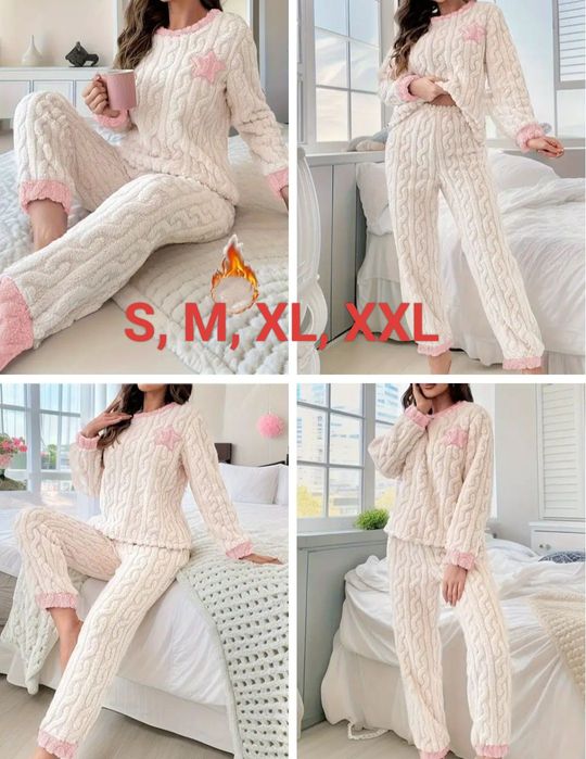 Новая зимняя пижама женская, мужская теплый костюм плюшевый косичка