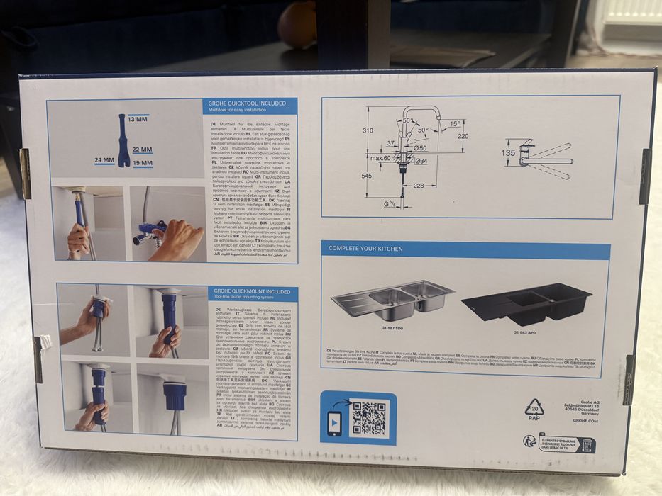 Bateria kuchenna Grohe Start  z wylewką w ksztalcie U