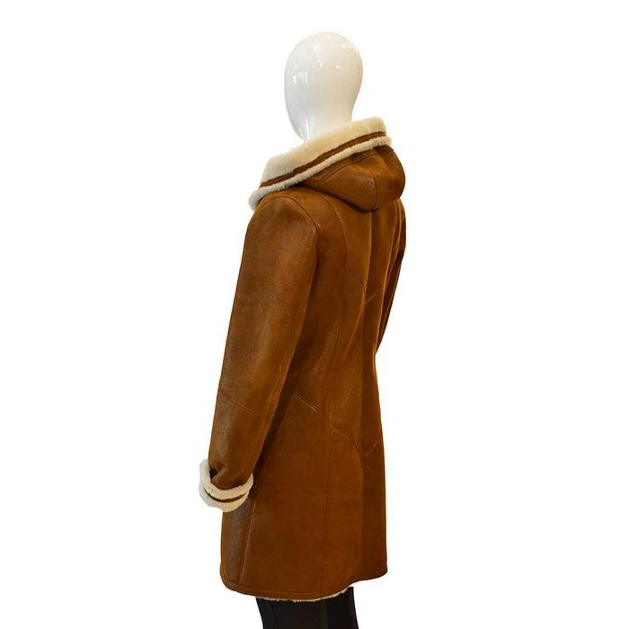 - 20 % Black week Kożuch Damski długi z kapturem Merino