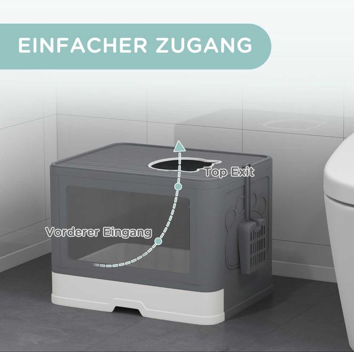 Kuweta dla kota z drzwiczkami z górnym wyjściem system "Clean Floor"