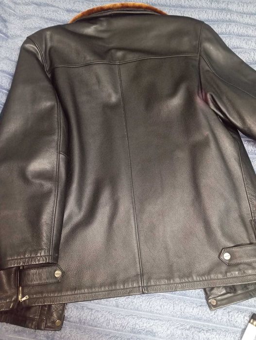 Чоловіка шкіряна дублянка Мужская кожаная дубленка