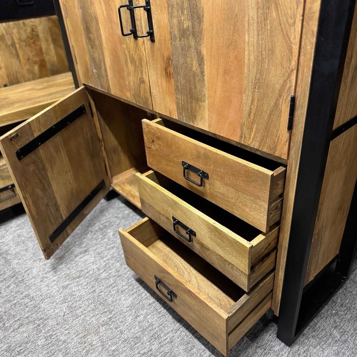 Duża komoda regał z serii Britt drewno mango styl Loftowy Nowa F-Vat