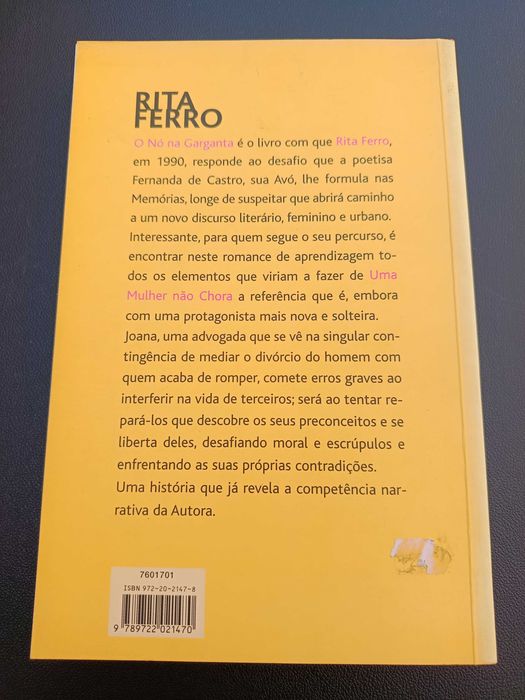 Livro "O Nó na Garganta", Rita Ferro
