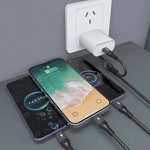 Kabel Dudao L3W USB-A/USB-C do Lightning/USB-C/MicroUSB 66W - czarny