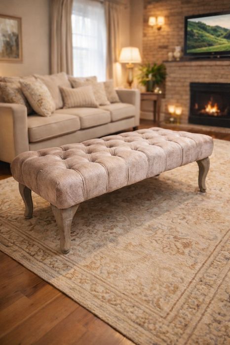 Ławka pikowana pudrowy róż