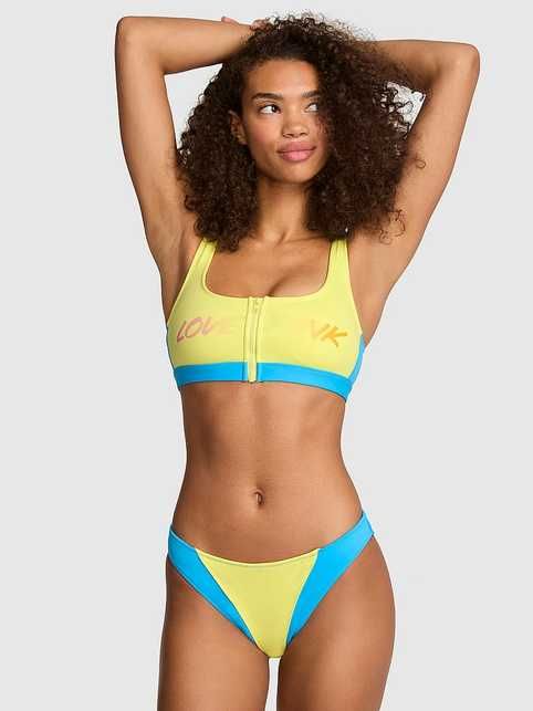 Купальник XS Victoria's Secret PINK SWIM Front-Zip Scoop Scuba Bikini Top + Cheeky Bikini Bottom Виктория Сикрет