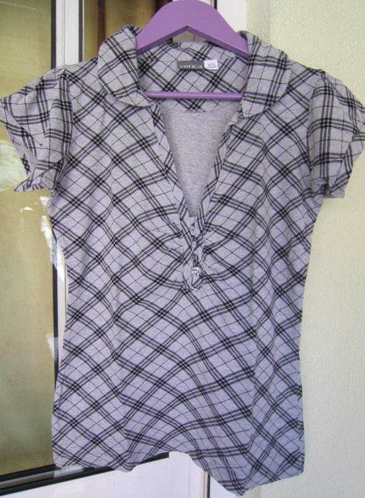 Blusa Cinzenta Xadrez - Tamanho 36 - Mulher