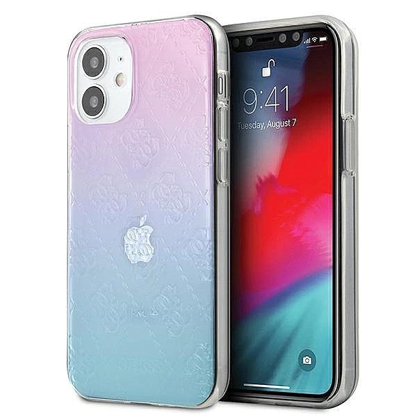 Etui Guess 4G 3D Pattern Collection na iPhone 12 mini - niebiesko-różo