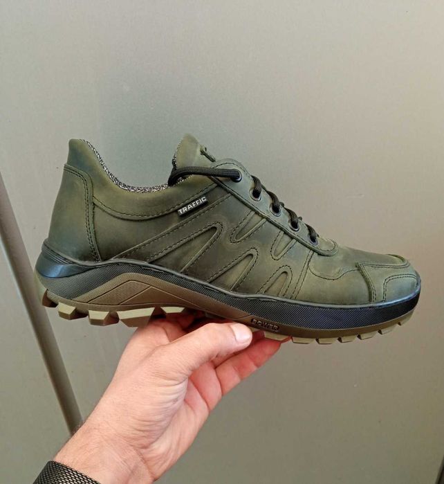 Кожаные прошитые мужские койот хаки черные кроссовки на мембране!!!