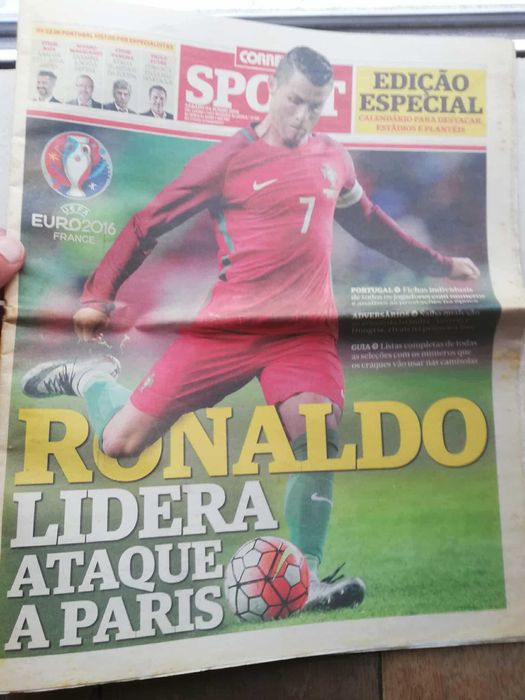 Jornais históricos Cristiano Ronaldo e Portugal