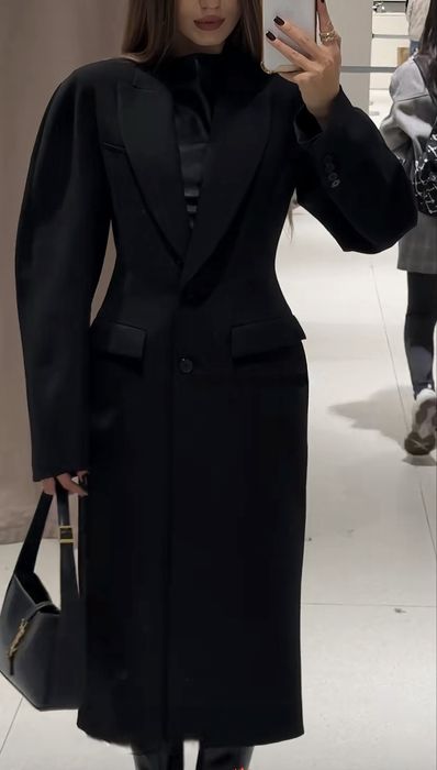 Женское приталенное пальто Zara,жіноче пальто Зара,елегантне пальто,M