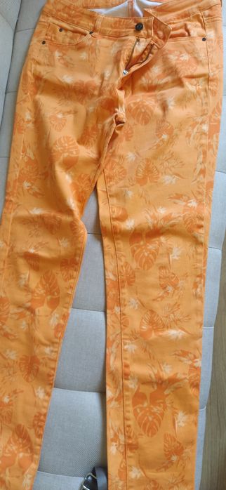 Calças T.40 laranja estampado