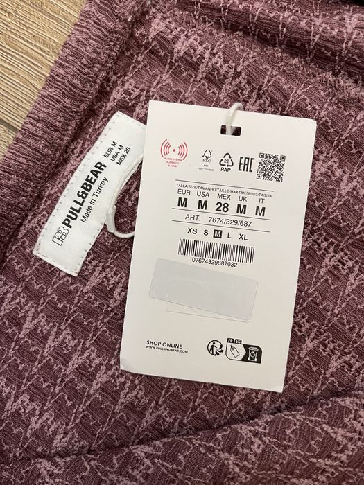 Pull&Bear Spodnie bambula w paski Brudny róż