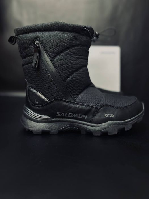 Чоловічі сапоги Salomon Чорні термо на хутрі чоботи Саломон