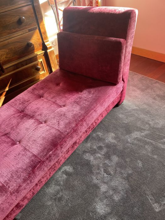 Chaise long veludo cor de rosa