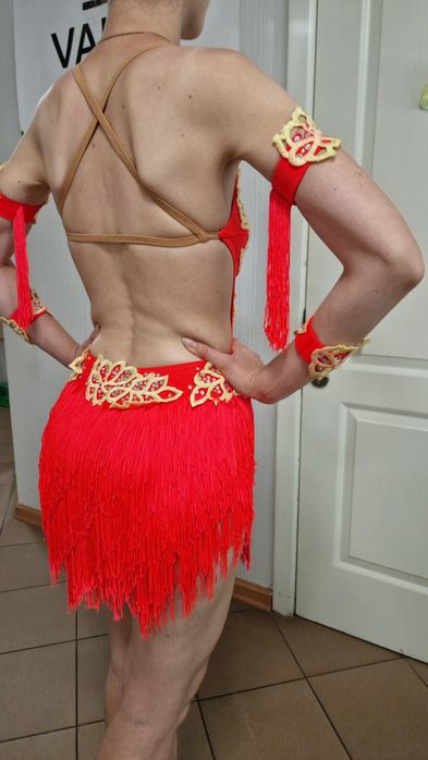 Плаття для бальних танців неоново помаранчева Латина турнірне — XS-S,