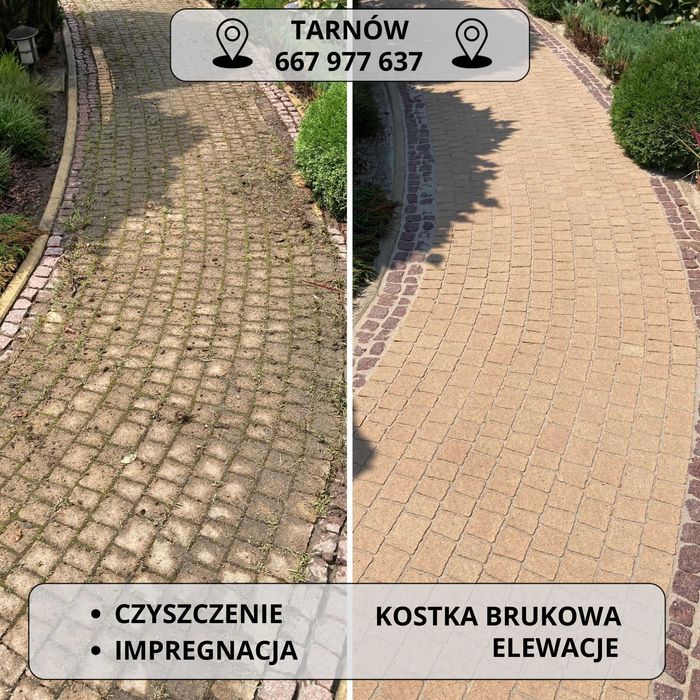 Czyszczenie kostki brukowej elewacji Tarnów Mycie Impregnacja TALERZ
