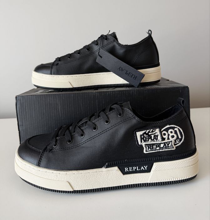 Czarne skórzane meskie buty sportowe replay nowe rozmoar 43 wkładka 28cm