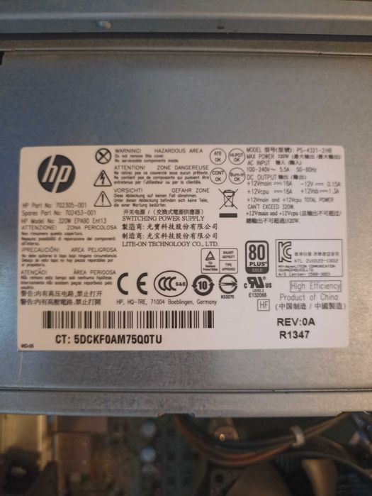 Obudowa PC HP z płytą główną procesorem pamięcią DDR i z zasilaczem