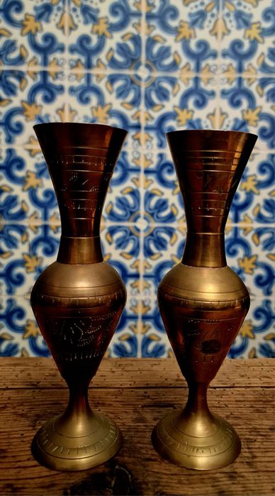 Conjunto de 2 candelabros em latão vintage