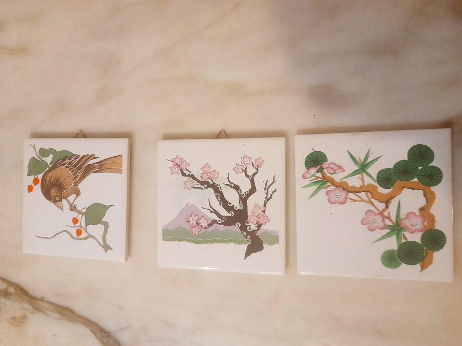Conjunto de 4 Azulejos Decorativos Orientais