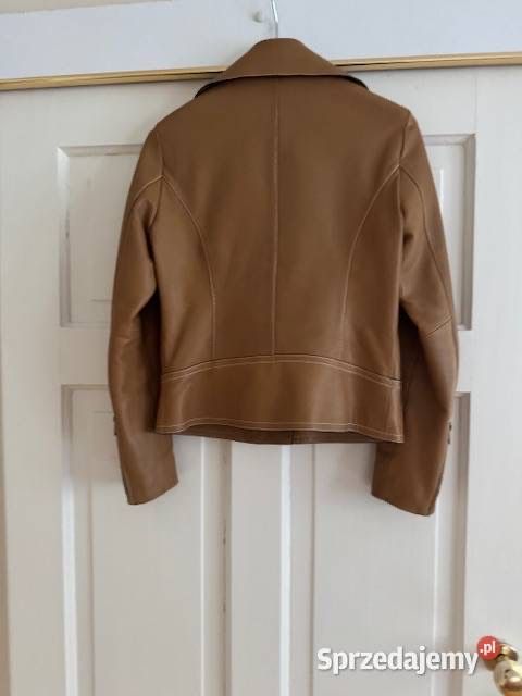 Massimo Dutti kurtka skórzana damska XS camel brąz skóra naturalna