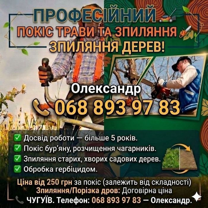 Покіс трави та порослі молодих дерев.