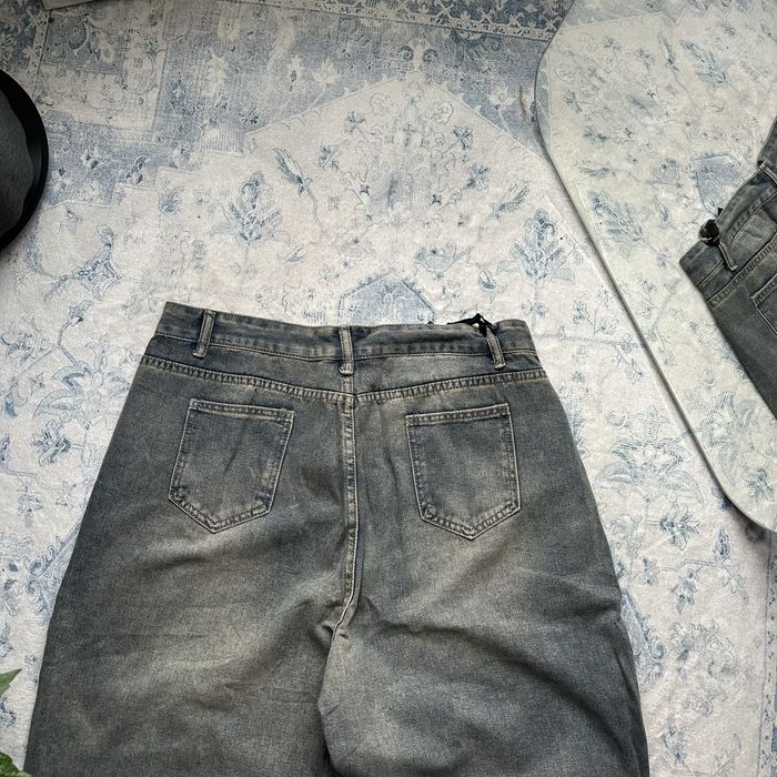 Baggy jeans jorts shorts y2k sk8 flared широкі оверсайз racer jaded london balenci bootcut washed сині довгі джинсові шорти реп беггі багги