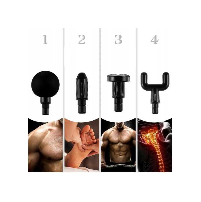 Pistolet do masażu Masażer wibracyjny z 4 końcówkami