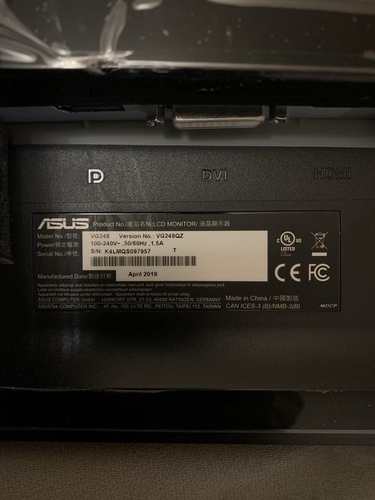 Monitor Asus VG248QZ TN 24"  144Hz