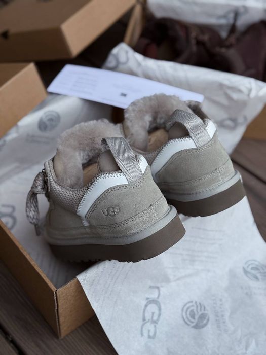 UGG Lowmel Sneaker Grey жіночі уггі ловмел сірі на овчині теплі зимові