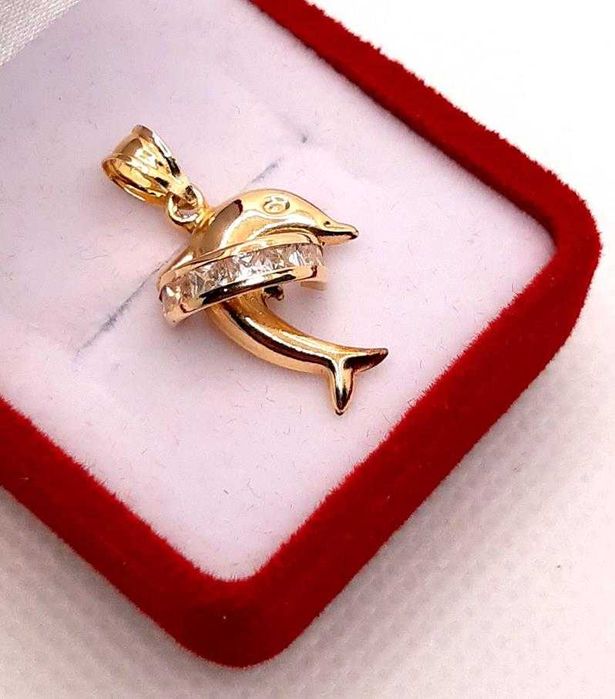Złota zawieszka Delfin z cyrkoniami PR.585 W:0,73gr InterSKLEP