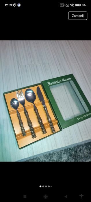 Nowy 24-elementowy rustykalny zestaw sztućców ze stali nierdzewnej z d