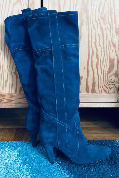 Kozaki HEGO’S 37 zamszowe skórzane granat