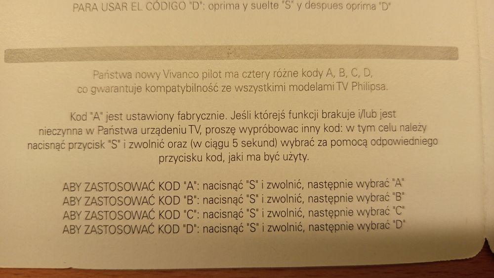 Pilot do tv Philips