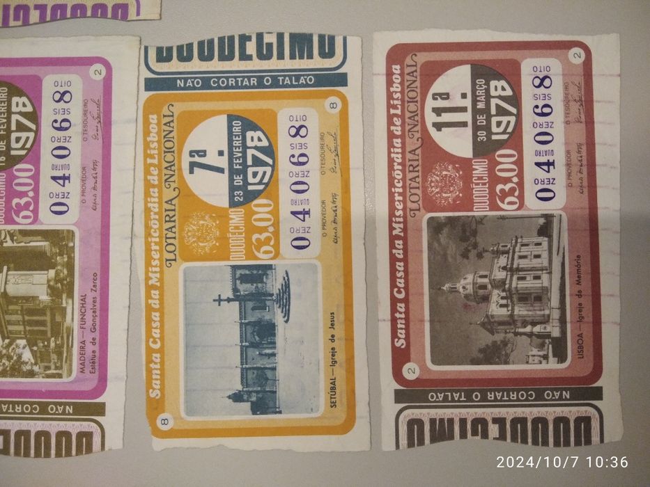 Cautelas de lotaria ano 1977