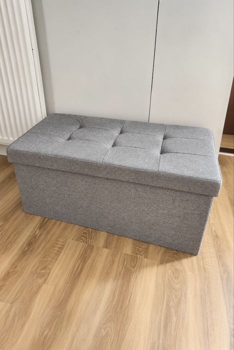 Pufa ze schowkiem 80 l szara 78x38x38 cm siedzisko pojemnik
