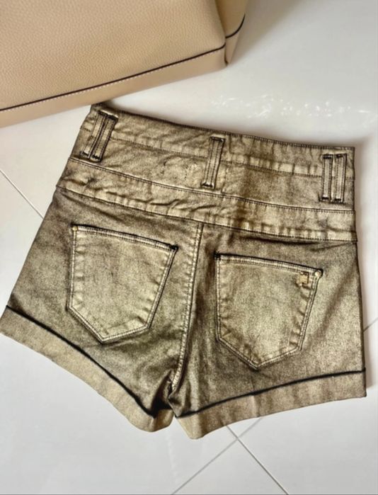 River Island złote spodenki XS szorty wysoki stan