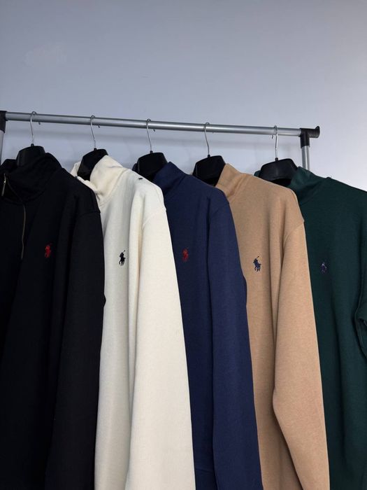 1/3 zip поло ральф лаурен / чоловіча кофта светр на замку ральф чорний