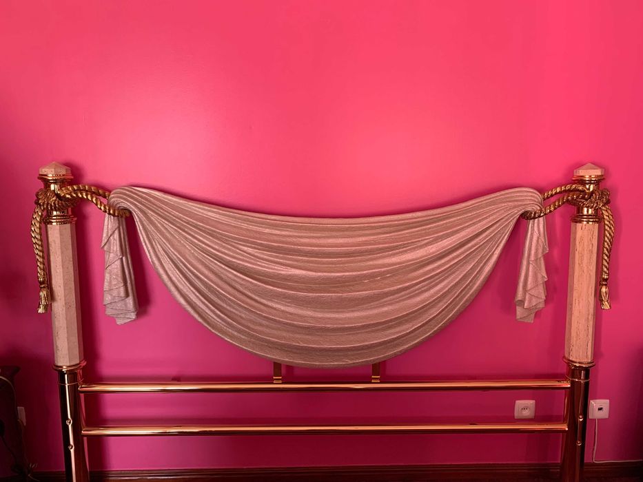 Cabeceira Cama Vintage - Dourada e Bege