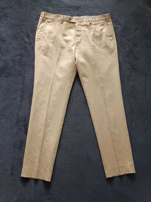 Nowe spodnie męskie Massimo Dutti, rozmiar XL, beżowe, bawełna, len