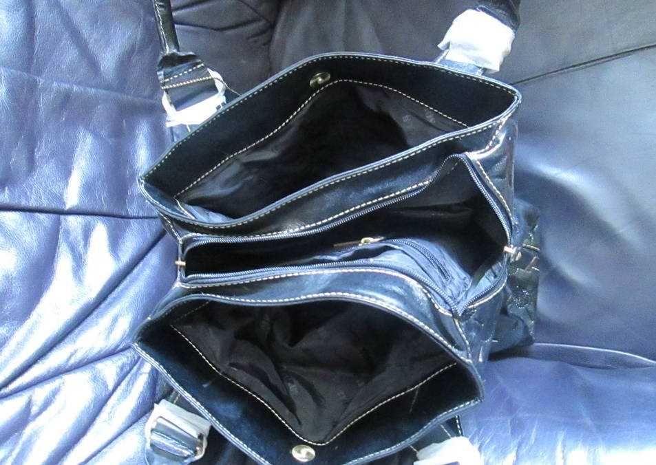 Nowa torebka skórzana   na A4  lakierowana  3 komory  wysyłka gratis